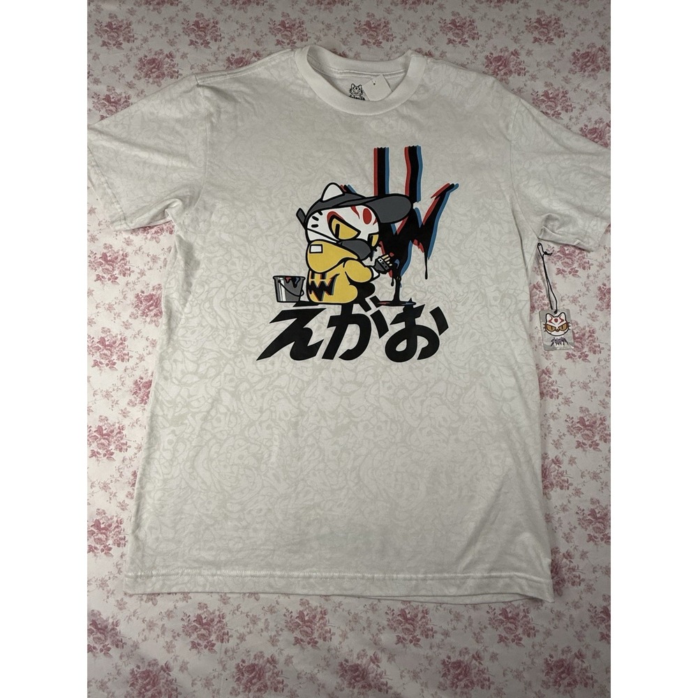 Shinya White Graphic T-Shirt Men's Large NWT Streetwear Anime Cat Tee